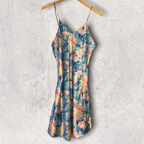 90s Floral Silky Mini Slip Dress - Picture 1 of 7